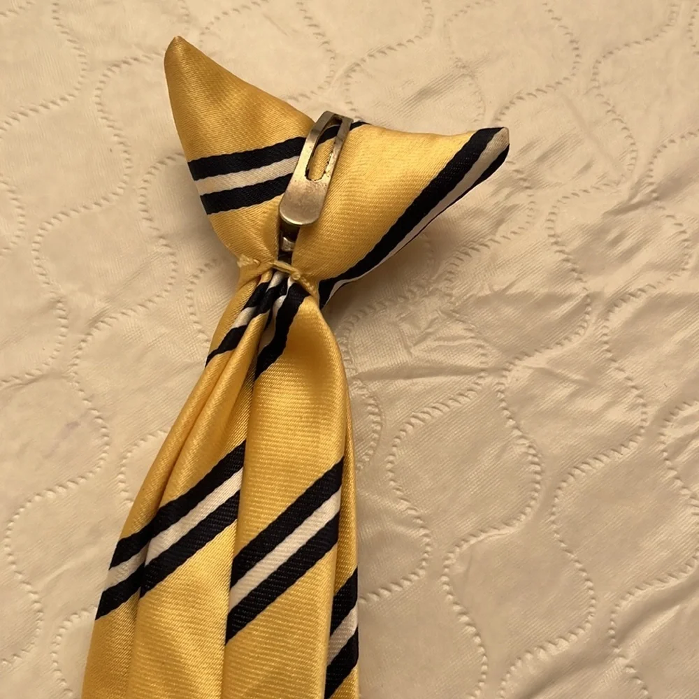 Yellow and blue clip on tie